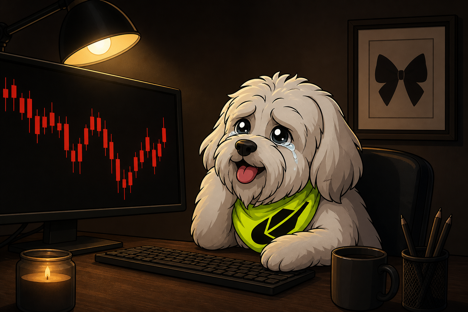 Teary Brodie holding through a red chart